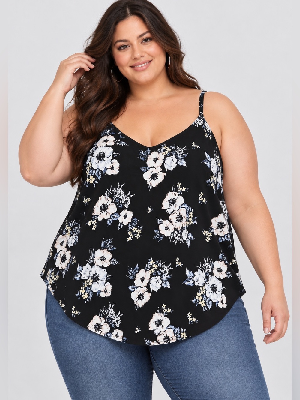 TORRID AVA BLACK FLORAL CHALLIS CAMI